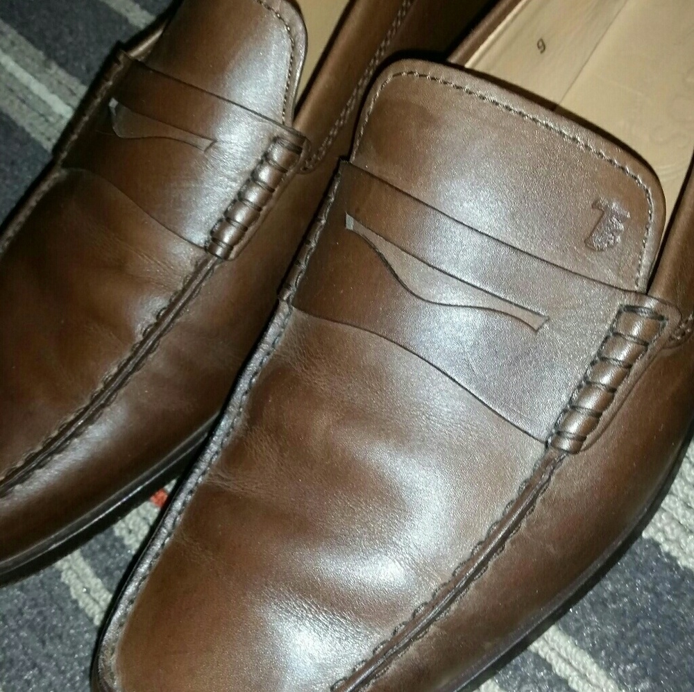 TOD'S driving loafers mens size 9 leather brown